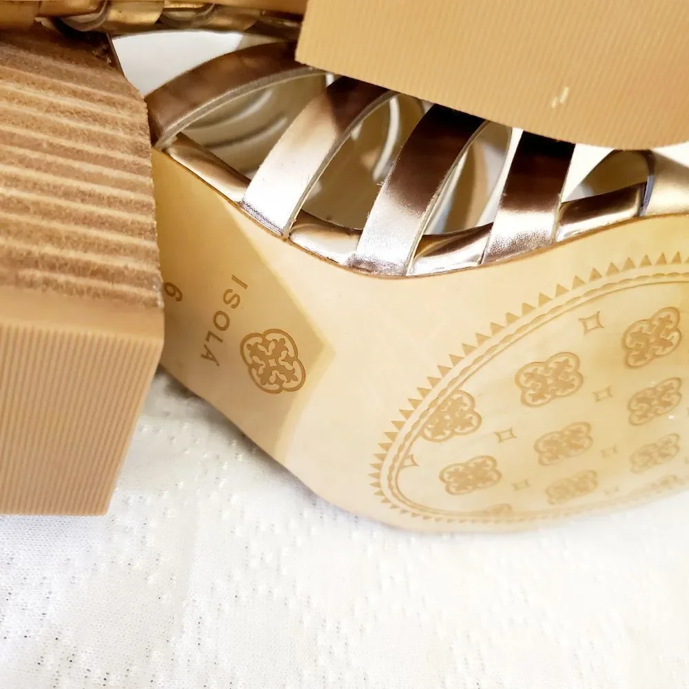 Isola Metallic Gold Caged Sandals Size 6 - Picture 9 of 11